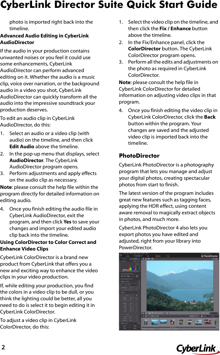 Page 2 of 4 - Cyberlink DirectorSuiteQSG Director Suite - Quick Start Guide QSG EN
