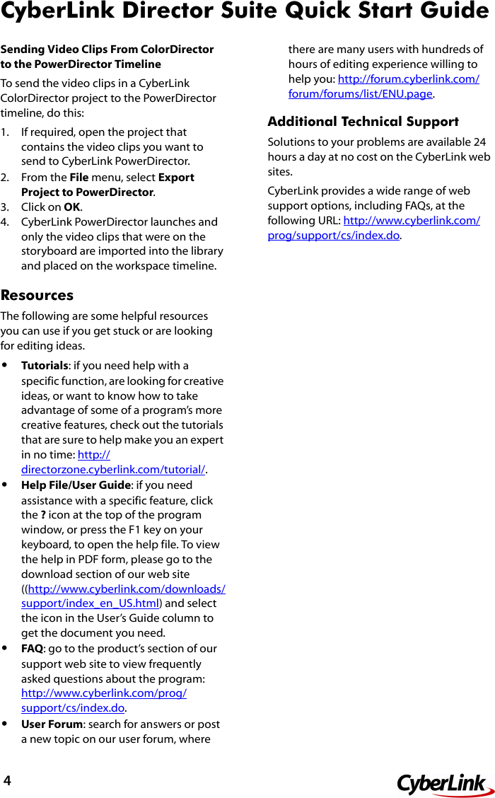 Page 4 of 4 - Cyberlink DirectorSuiteQSG Director Suite - Quick Start Guide QSG EN