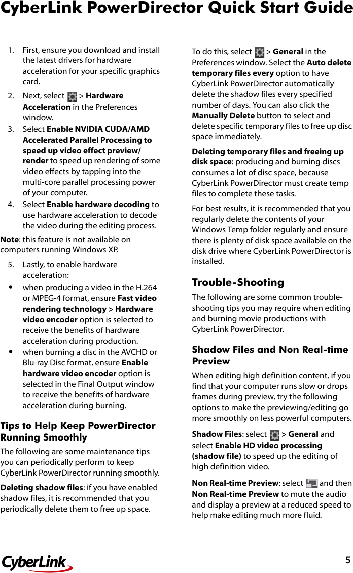 Page 5 of 6 - Cyberlink QuickStart Power Director - 9.0 Quick Start Guide 9