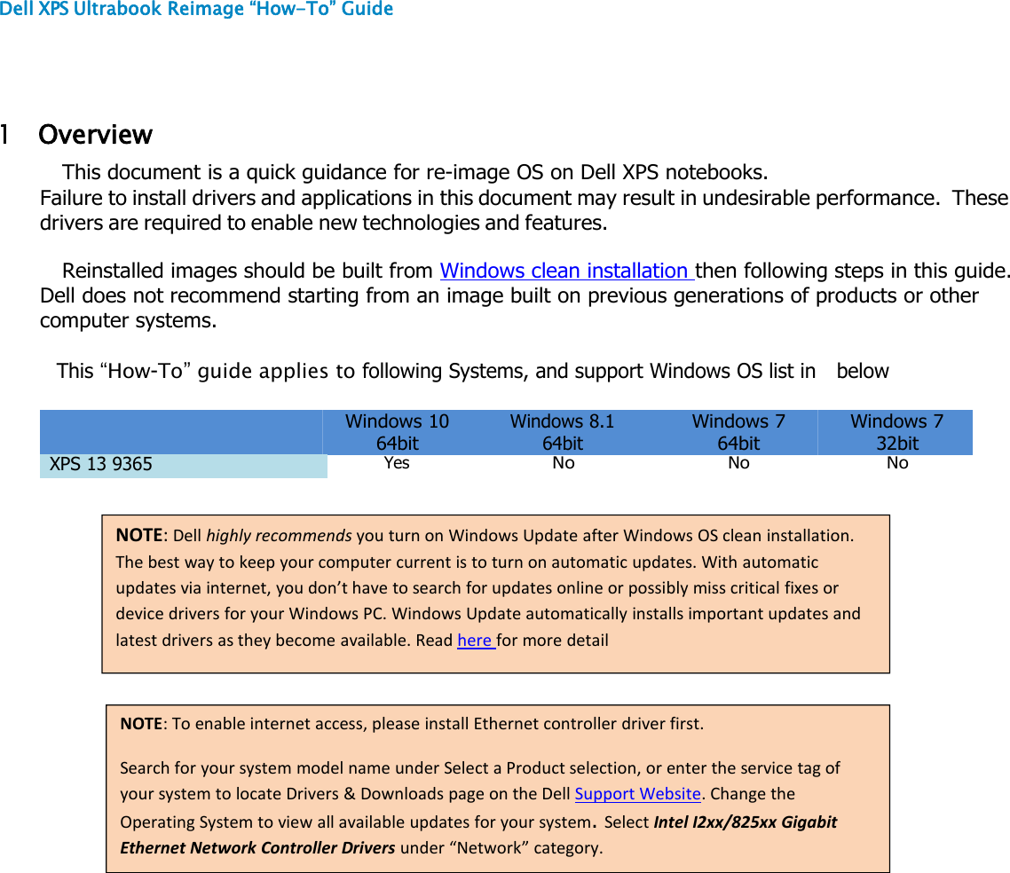 Page 3 of 12 - Dell XPS 13 9365 2-in-1 Re-image Guide - Operating Instructions Xps-13-9365-2-in-1-UG En