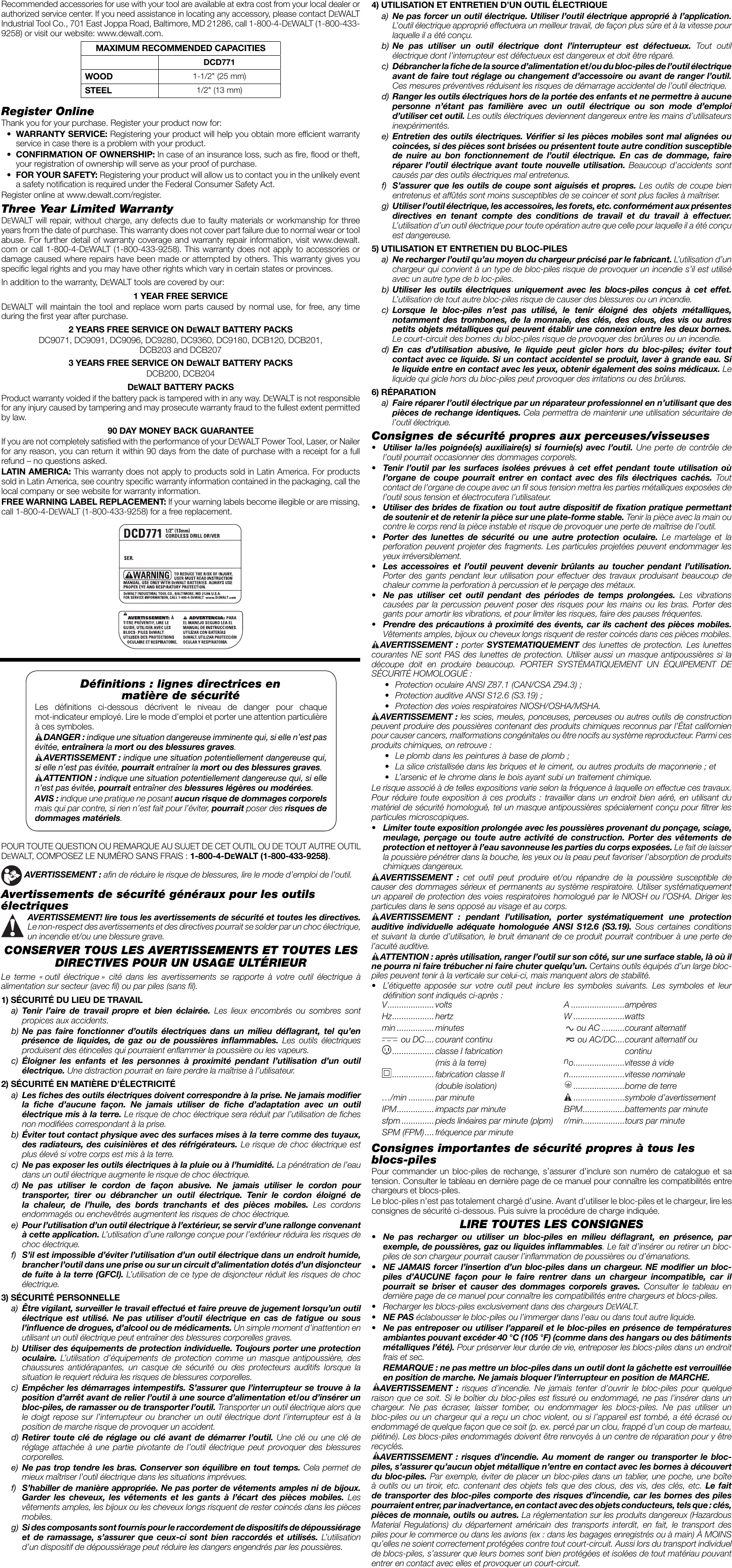 Page 3 of 7 - Dewalt Dcd771c2r N256261 Man Cdls Drill Driver DCD771 NA User Manual  A089a34b-e170-481e-a3a8-b5adf5990fb1