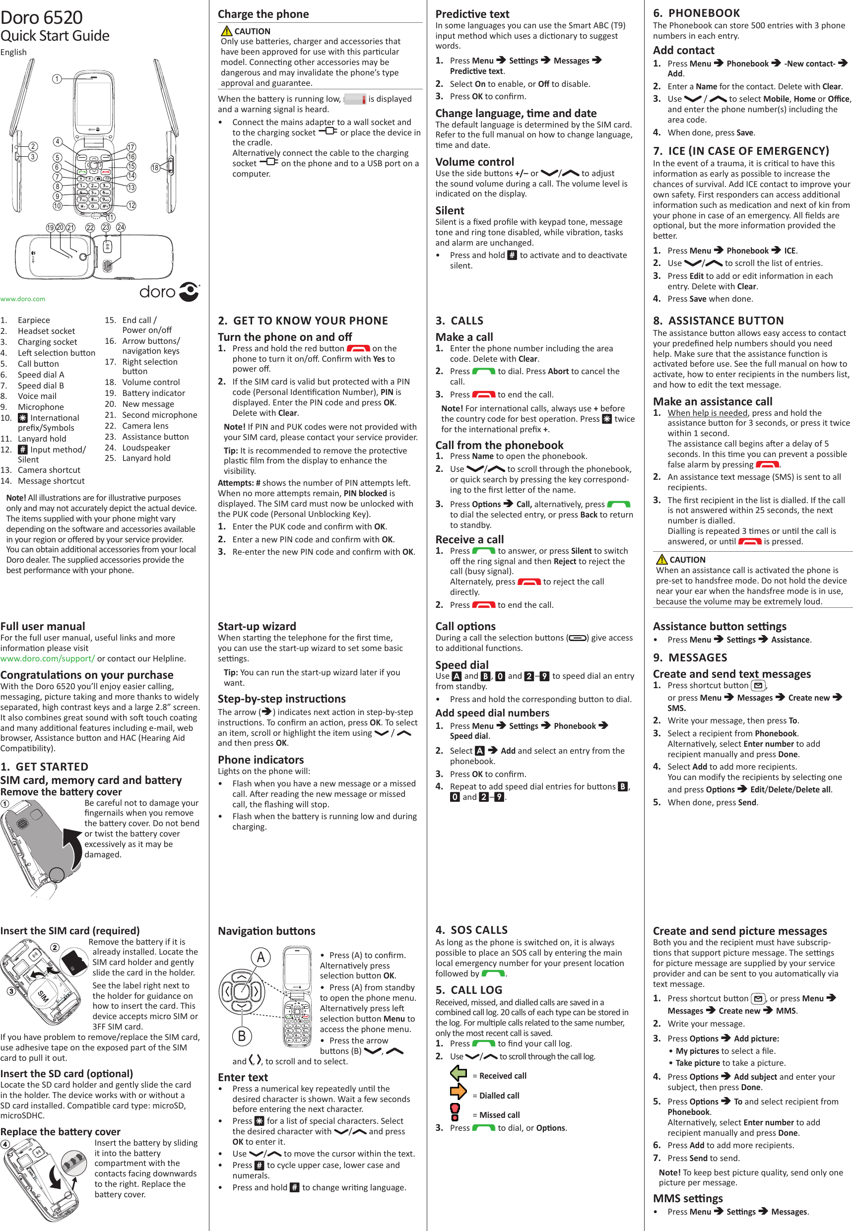 Page 2 of 3 - Doro 6520 Quick Start Guide - QSG EN