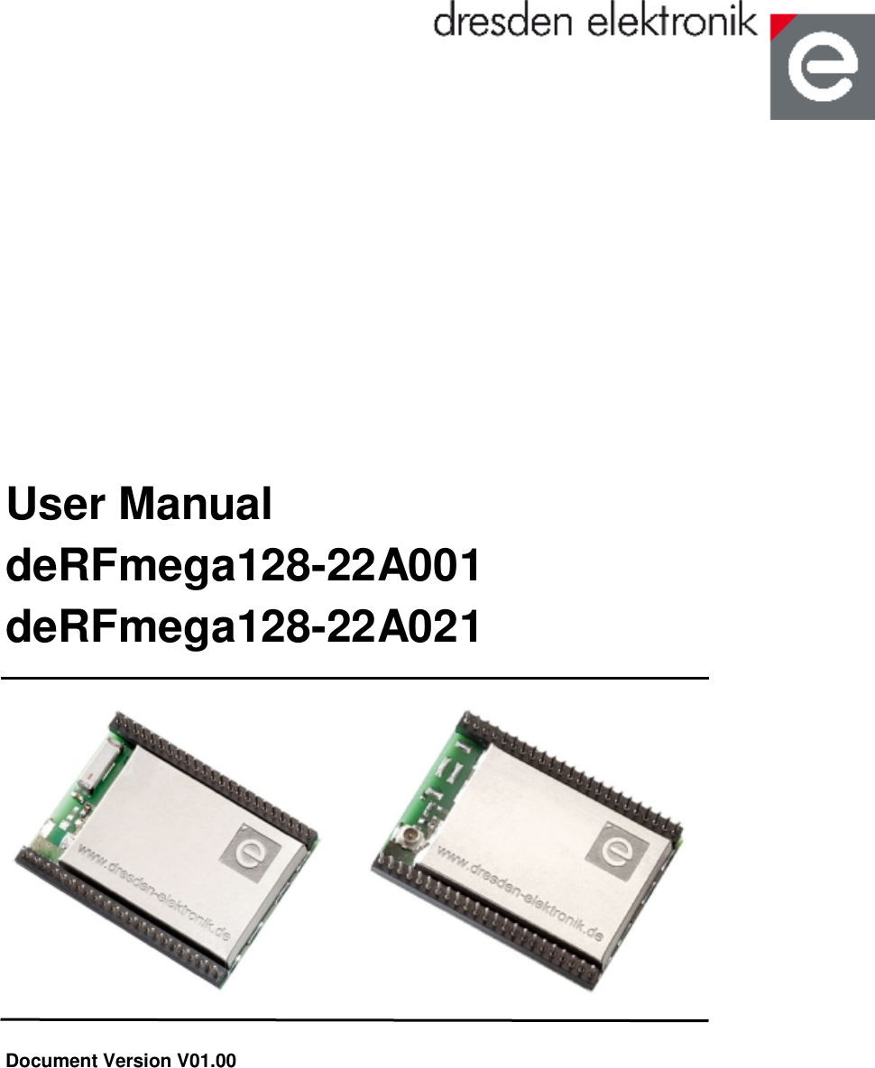  User Manual deRFmega128-22A001 deRFmega128-22A021     Document Version V01.00 