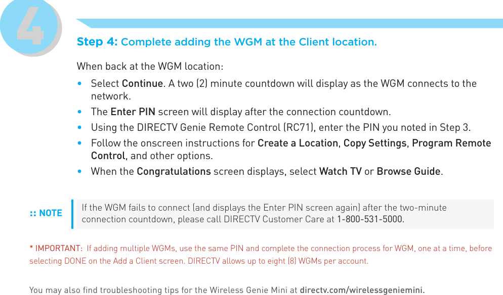 Page 7 of 8 - Dtv  DIRECTV C41W Wireless Genie Installation Guide