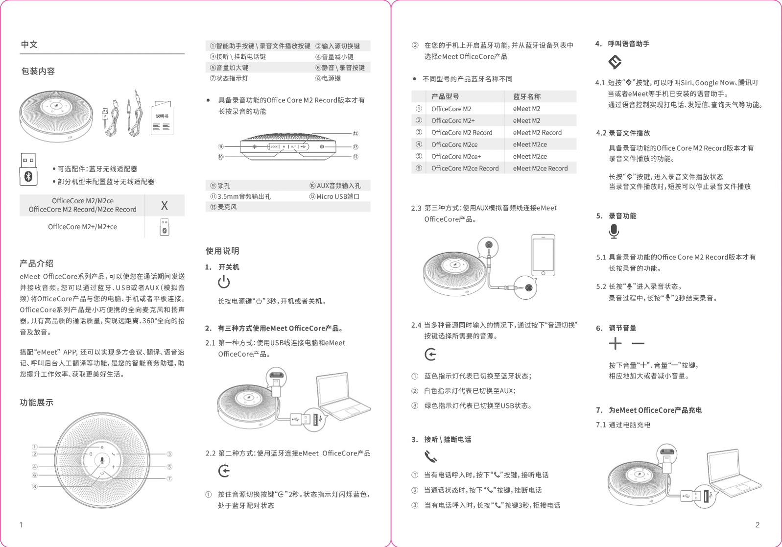 Page 2 of eMeet technology M2 Smart Conference Speaker User Manual 