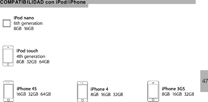 47COMPATIBILIDAD con iPod/iPhone