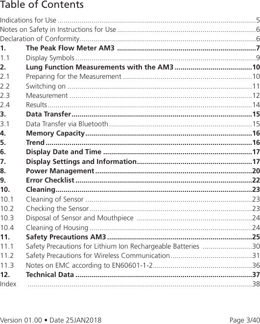 Page 3 of eResearchTechnology AM3G03 The Asthma Monitor AM3 is an electronic measurement device to monitor the lung function. User Manual 2AAUFAM3G03 UserMan