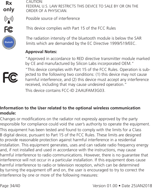 Page 34 of eResearchTechnology AM3G03 The Asthma Monitor AM3 is an electronic measurement device to monitor the lung function. User Manual 2AAUFAM3G03 UserMan