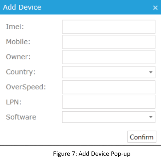     Figure 7: Add Device Pop-up    