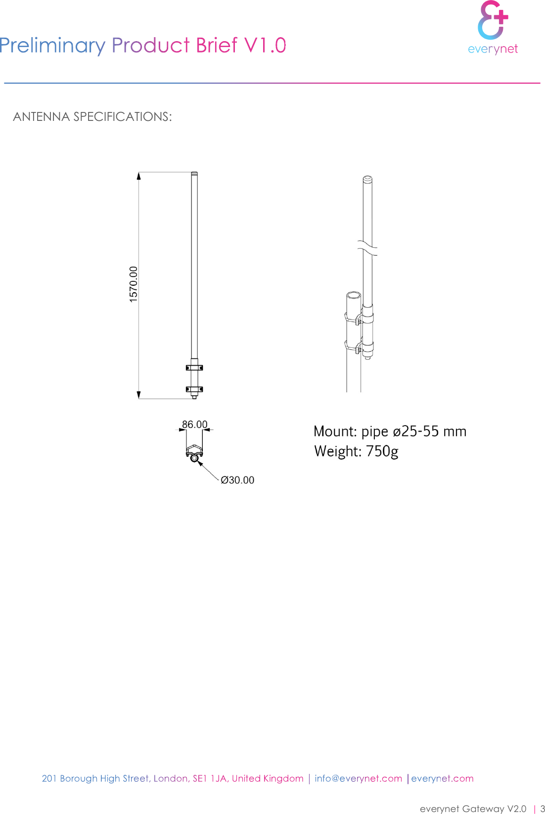                                      everynet Gateway V2.0  | 3   ANTENNA SPECIFICATIONS:      