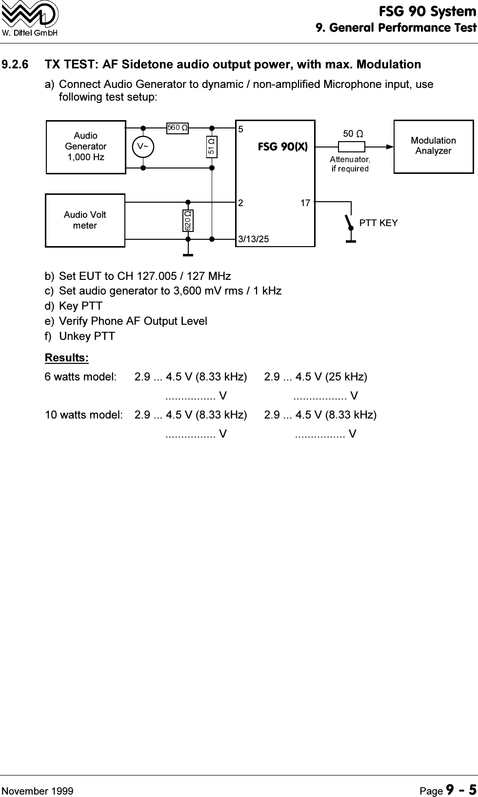 )6*6\VWHP*HQHUDO3HUIRUPDQFH7HVW1RYHPEHU 3DJH 7;7(67$)6LGHWRQHDXGLRRXWSXWSRZHUZLWKPD[0RGXODWLRQD&amp;RQQHFW$XGLR*HQHUDWRUWRG\QDPLFQRQDPSOLILHG0LFURSKRQHLQSXWXVHIROORZLQJWHVWVHWXS$XGLR9ROWPHWHU$XGLR*HQHUDWRU+]377.(<)6*;0RGXODWLRQ$QDO\]HUE6HW(87WR&amp;+0+]F 6HWDXGLRJHQHUDWRUWRP9UPVN+]G.H\377H9HULI\3KRQH$)2XWSXW/HYHOI 8QNH\3775HVXOWVZDWWVPRGHO 9N+]99N+]9ZDWWVPRGHO 9N+]99N+]9