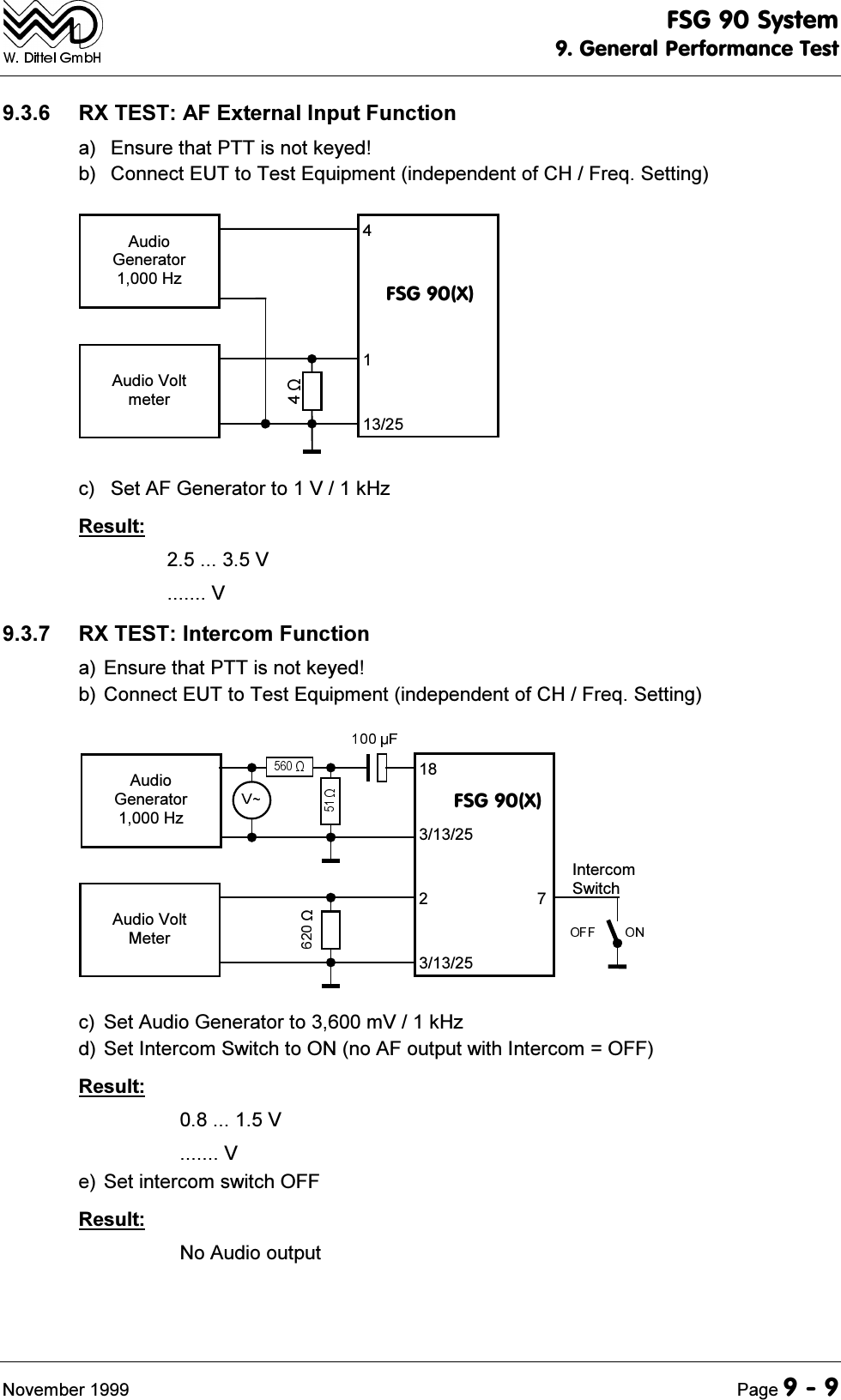 )6*6\VWHP*HQHUDO3HUIRUPDQFH7HVW1RYHPEHU 3DJH 5;7(67$)([WHUQDO,QSXW)XQFWLRQD (QVXUHWKDW377LVQRWNH\HGE &amp;RQQHFW(87WR7HVW(TXLSPHQWLQGHSHQGHQWRI&amp;+)UHT6HWWLQJ$XGLR9ROWPHWHU$XGLR*HQHUDWRU+])6*;F 6HW$)*HQHUDWRUWR9N+]5HVXOW99 5;7(67,QWHUFRP)XQFWLRQD(QVXUHWKDW377LVQRWNH\HGE&amp;RQQHFW(87WR7HVW(TXLSPHQWLQGHSHQGHQWRI&amp;+)UHT6HWWLQJ$XGLR9ROW0HWHU$XGLR*HQHUDWRU+])6*;,QWHUFRP6ZLWFKF 6HW$XGLR*HQHUDWRUWRP9N+]G6HW,QWHUFRP6ZLWFKWR21QR$)RXWSXWZLWK,QWHUFRP 2))5HVXOW99H6HWLQWHUFRPVZLWFK2))5HVXOW1R$XGLRRXWSXW