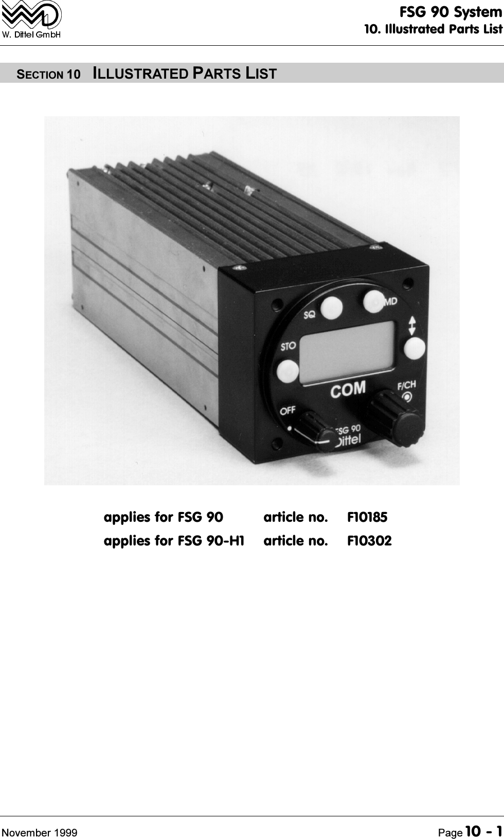 )6*6\VWHP,OOXVWUDWHG3DUWV/LVW1RYHPEHU 3DJH6(&amp;7,21 ,//8675$7('3$576/,67DSSOLHVIRU)6* DUWLFOHQR )DSSOLHVIRU)6*+ DUWLFOHQR )