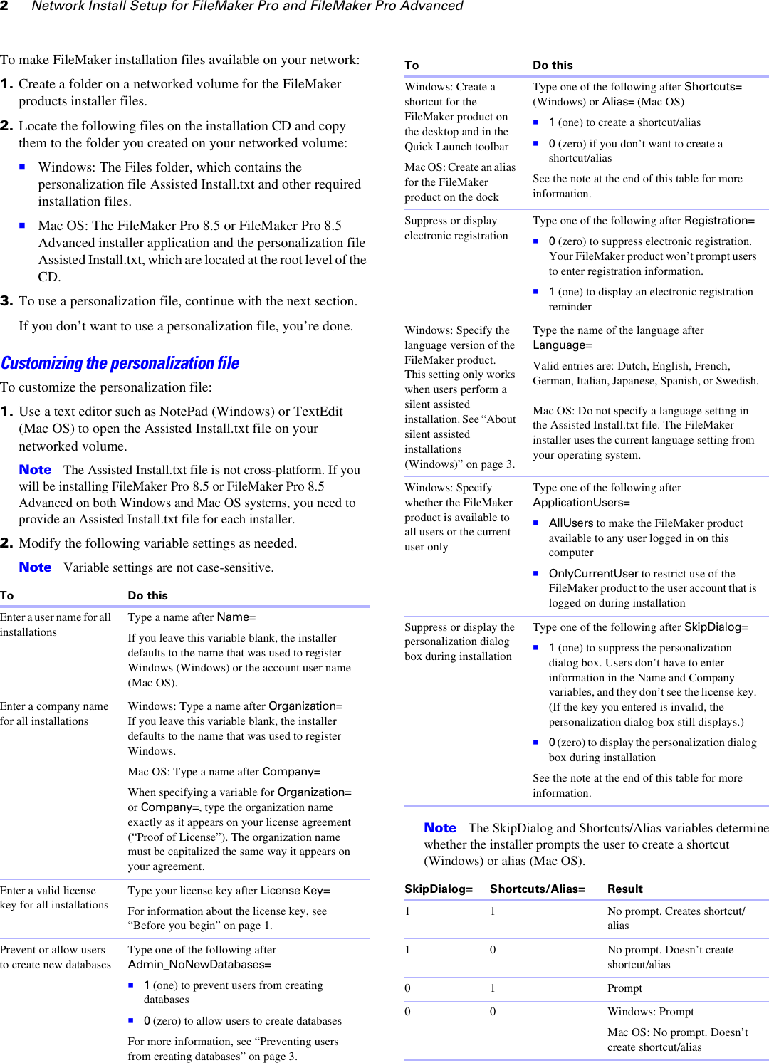 Page 2 of 4 - Filemaker Network Install Setup For Pro 8 And Advanced File Maker 8.5 - Fmp85 En