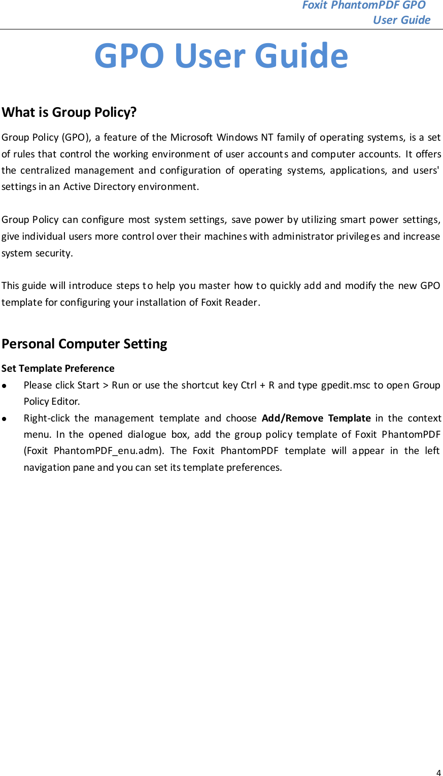 Page 4 of 12 - Foxit  Phantom PDF - Group Policy For Windows Operation Manual PDFGPO