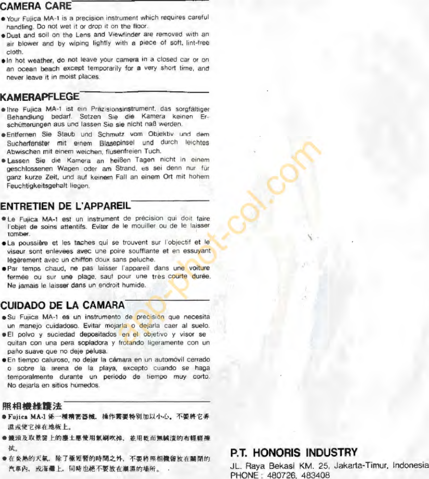 Page 8 of 8 - Fuji MA-1 - Instructions For Use MA1 ML