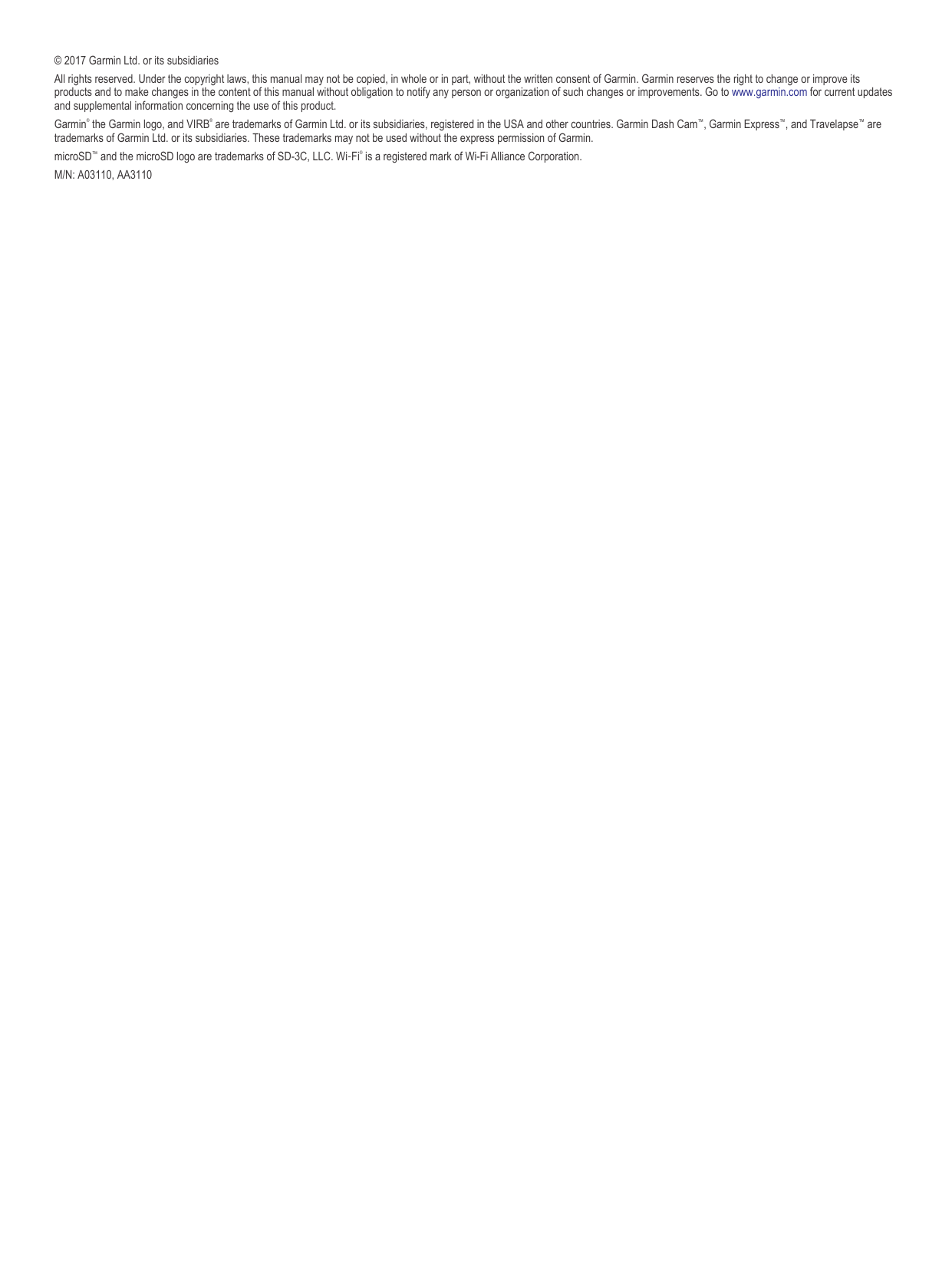 Page 2 of 12 - Garmin  Dash Cam 65W - Owner’s Manual OM EN