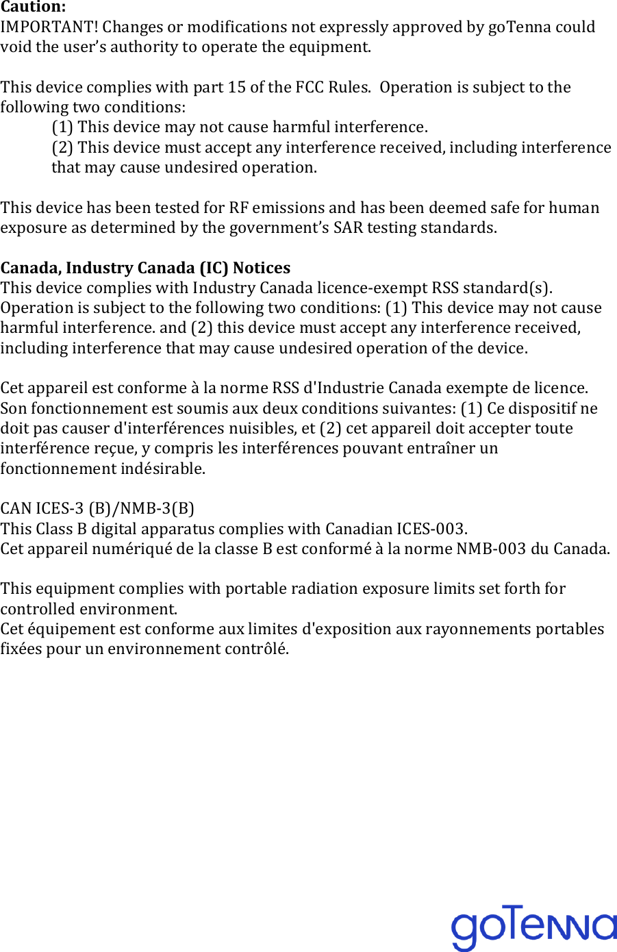 Page 3 of goTenna 37337 goTenna PRO User Manual 12  8728 Rev 2