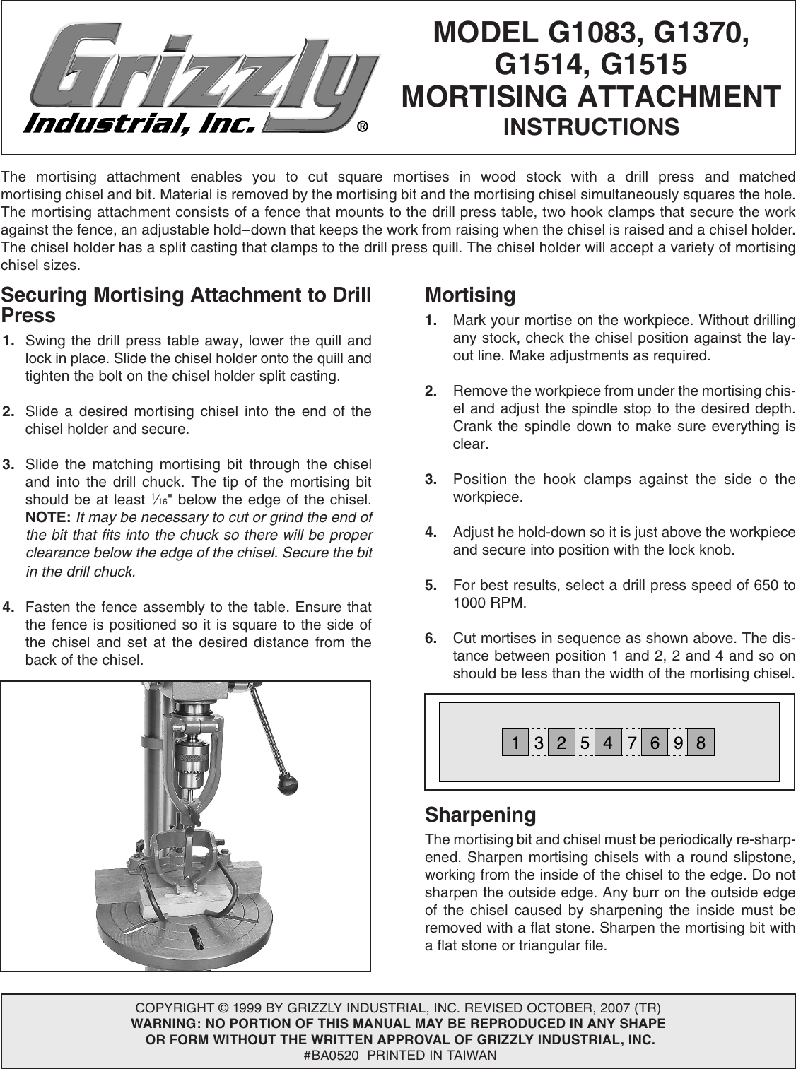 Page 1 of 2 - Grizzly G1515 G1083 1370 Instructions User Manual  63c4e3ac-2a79-5b94-7d26-85cc1c45a7ad