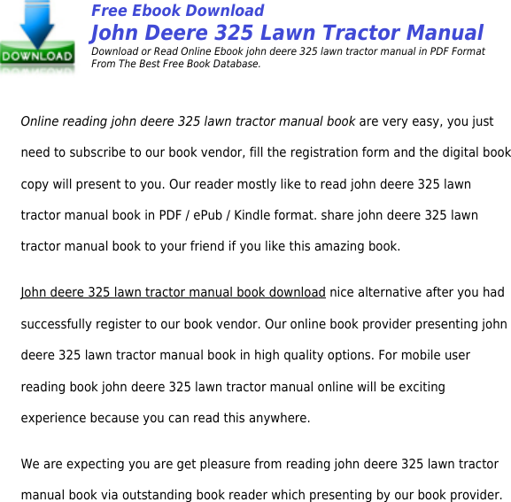 Page 2 of 6 - Hp John Deere 325 Lawn Tractor Manual - Productmanualguide.com Preview ! John-deere-325-lawn-tractor-manual