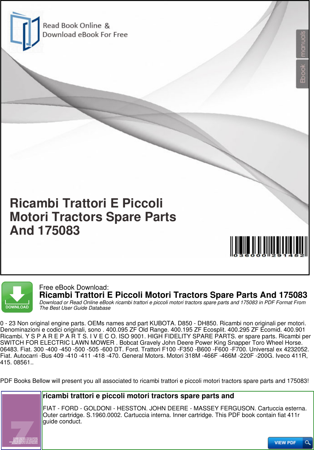 Page 1 of 4 - Hp Ricambi Trattori E Piccoli Motori Tractors Spare Parts And 175083 - Productmanualguide.com Preview ! Ricambi-trattori-e-piccoli-motori-tractors-spare-parts-and-175083