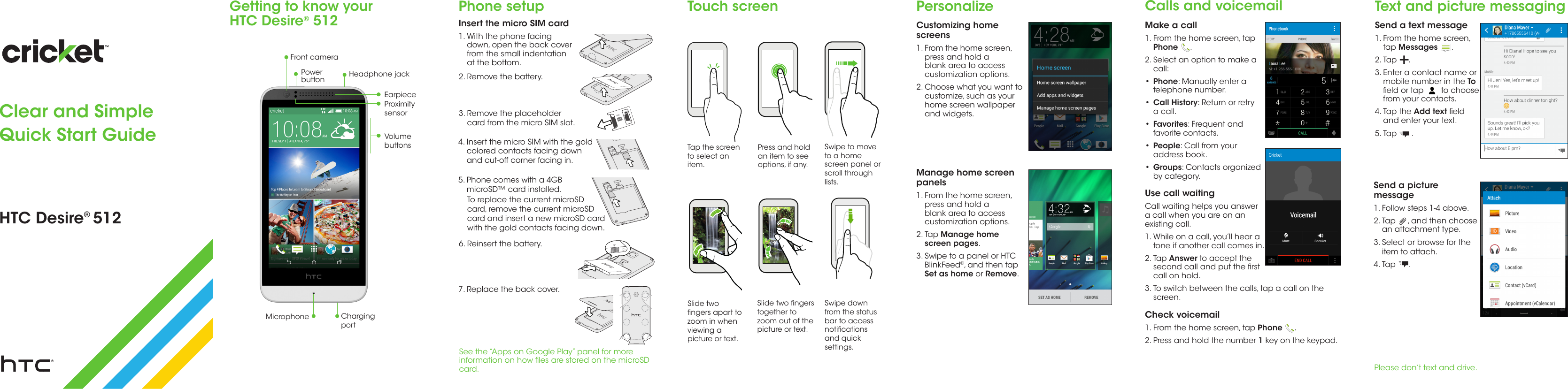 Htc Desire 512 (Cricket Wireless) Quick Start Guide Cricket QSG EN