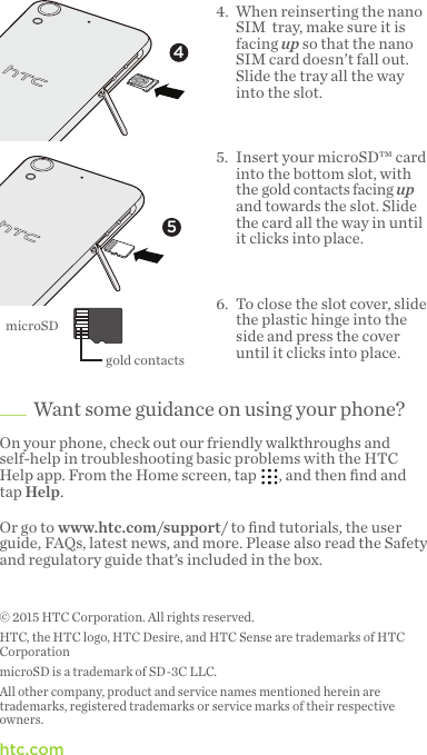 Page 2 of 2 - Htc  Desire 626 - Quick Start Manual QSG EN
