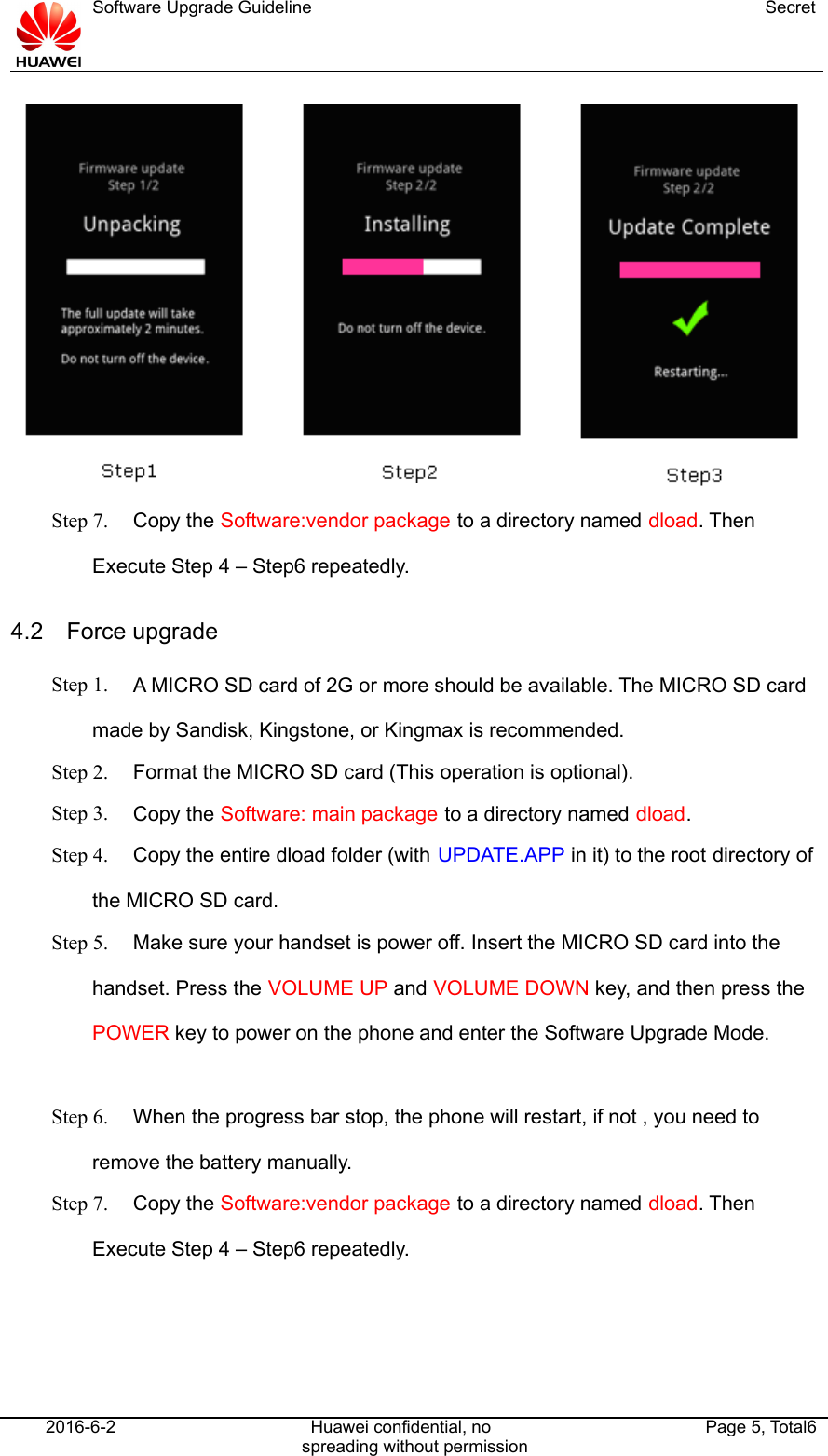 Page 5 of 6 - Huawei 无线终端XXXXV100R001 C01B100SP01版本 Ascend Y300 - Software Upgrade Guideline SU EN