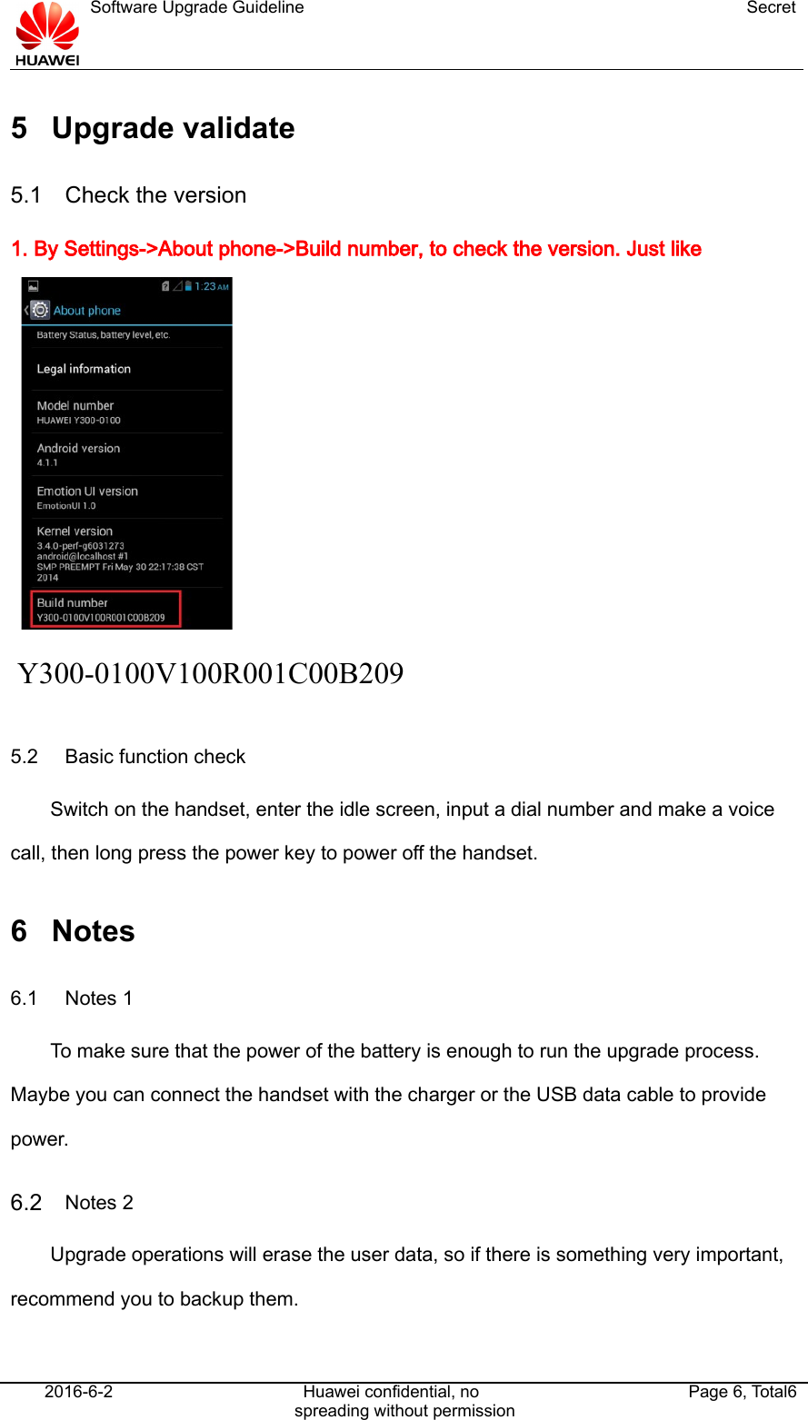 Page 6 of 6 - Huawei 无线终端XXXXV100R001 C01B100SP01版本 Ascend Y300 - Software Upgrade Guideline SU EN