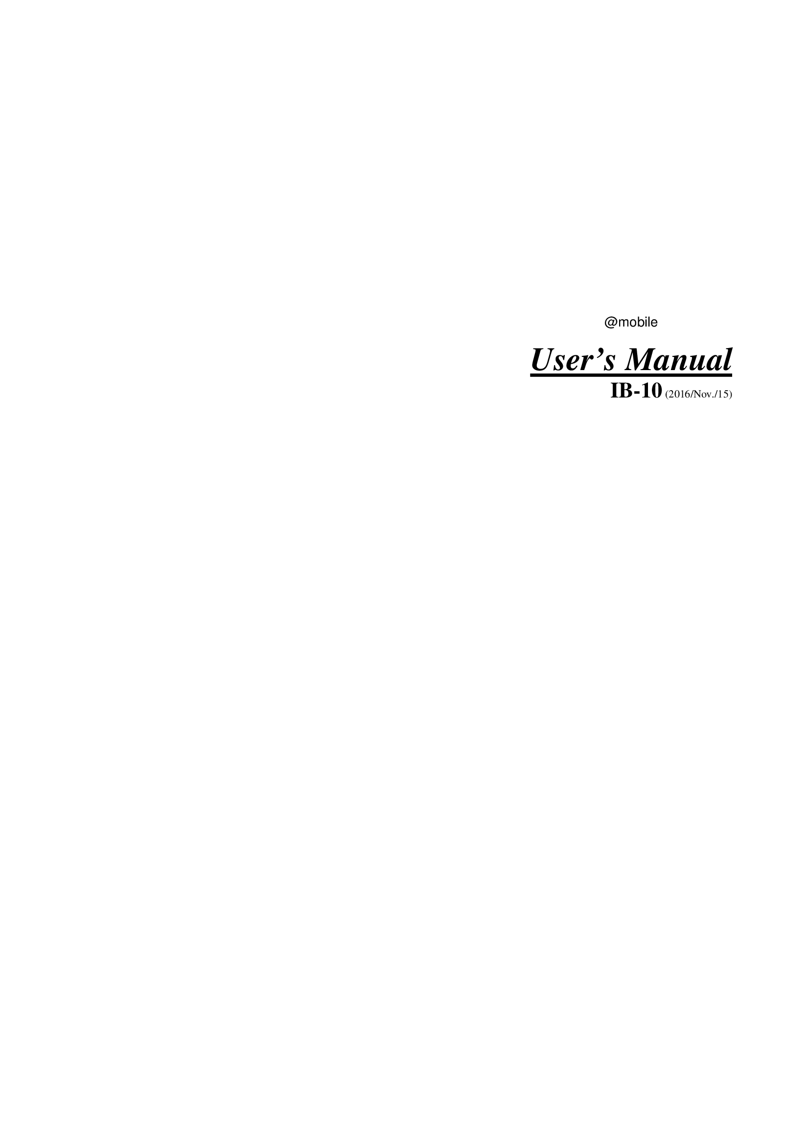 Page 1 of i Mobile Technology IB10 Tablet PC User Manual 