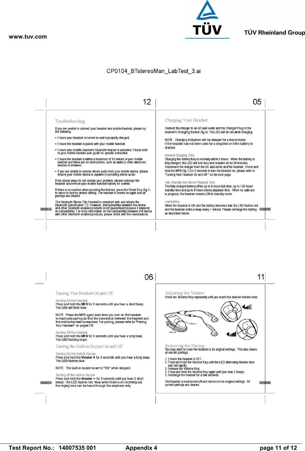 www.tuv.com   Test Report No.:  14007535 001  Appendix 4  page 11 of 12 