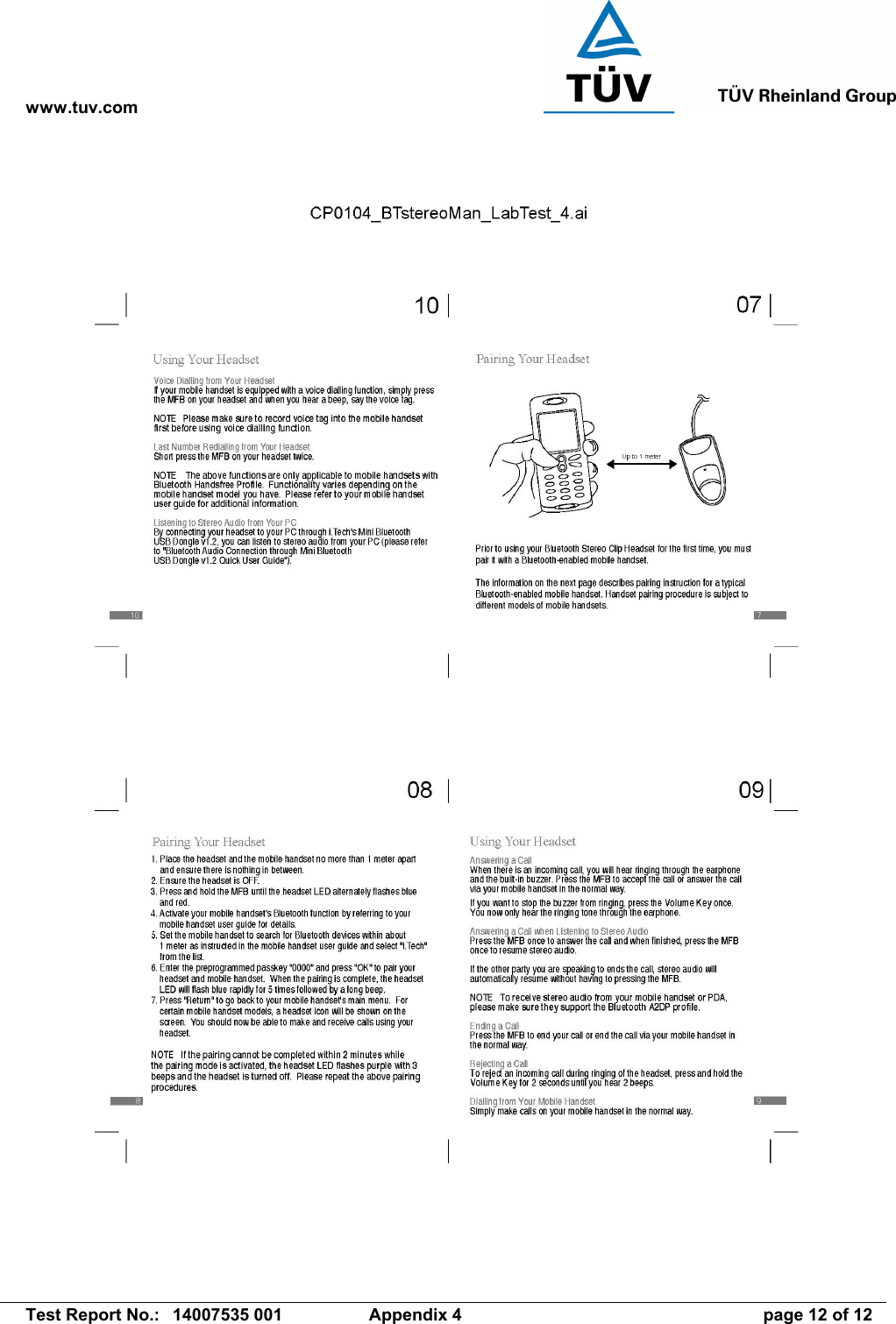 www.tuv.com   Test Report No.:  14007535 001  Appendix 4  page 12 of 12  