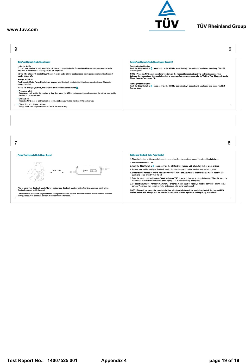 www.tuv.com   Test Report No.:  14007525 001  Appendix 4  page 19 of 19  