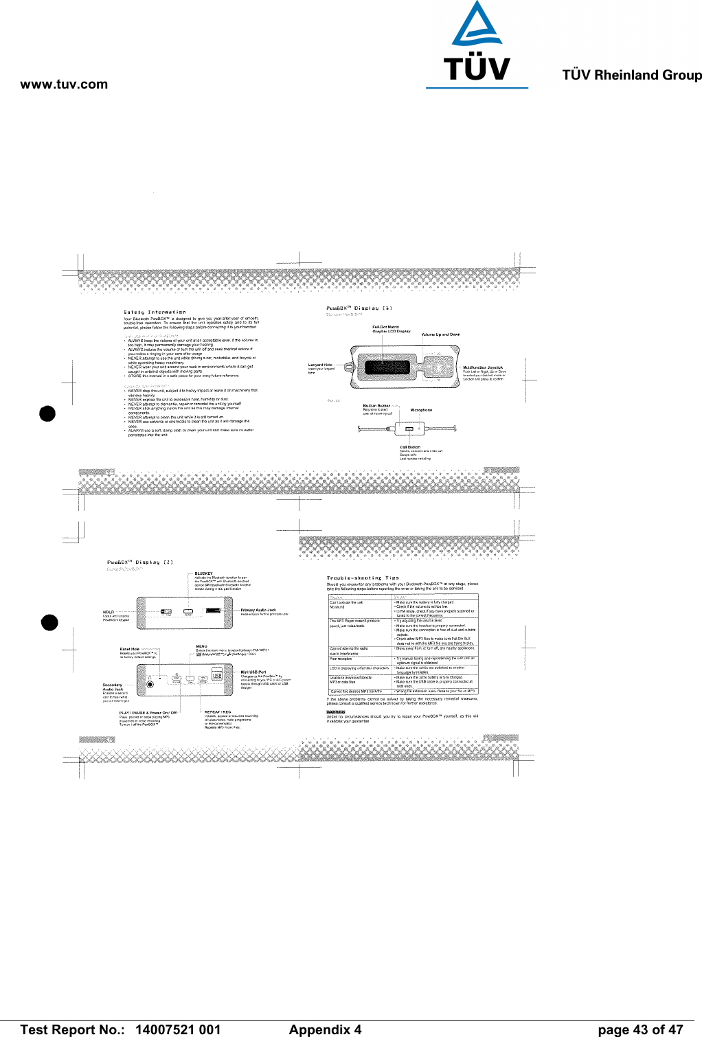 www.tuv.com   Test Report No.:  14007521 001  Appendix 4  page 43 of 47  