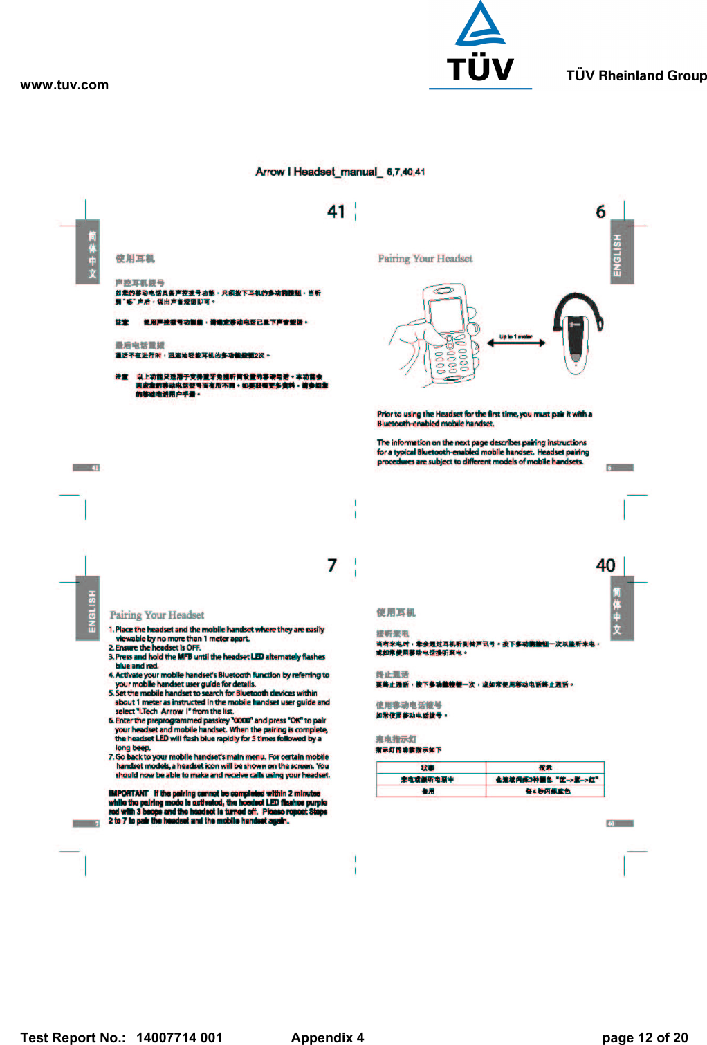 www.tuv.com   Test Report No.:  14007714 001  Appendix 4  page 12 of 20 