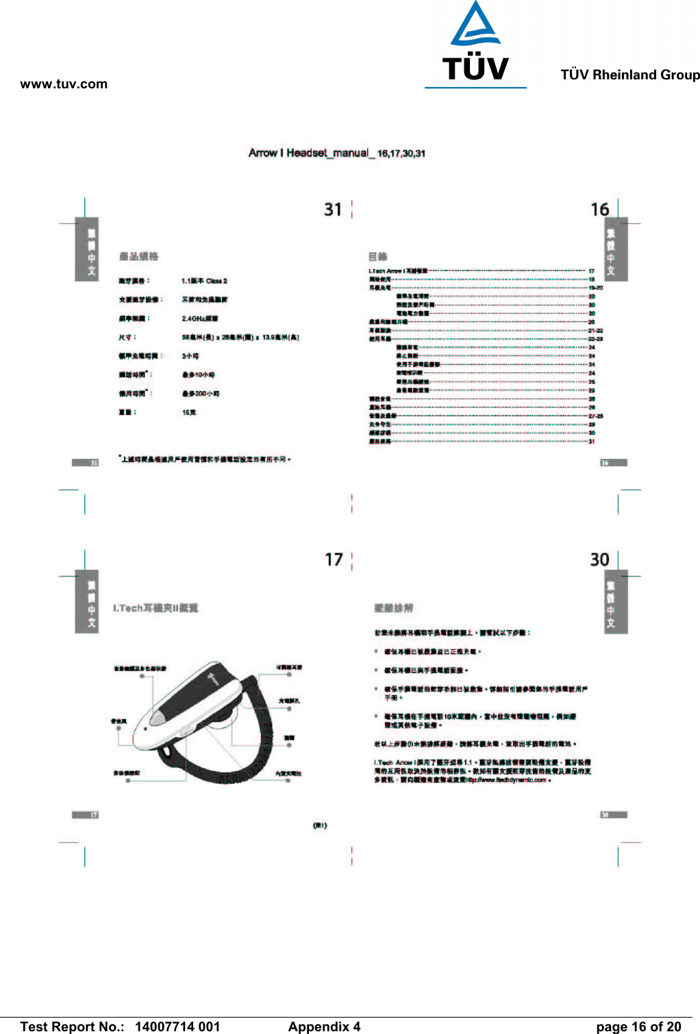 www.tuv.com   Test Report No.:  14007714 001  Appendix 4  page 16 of 20 