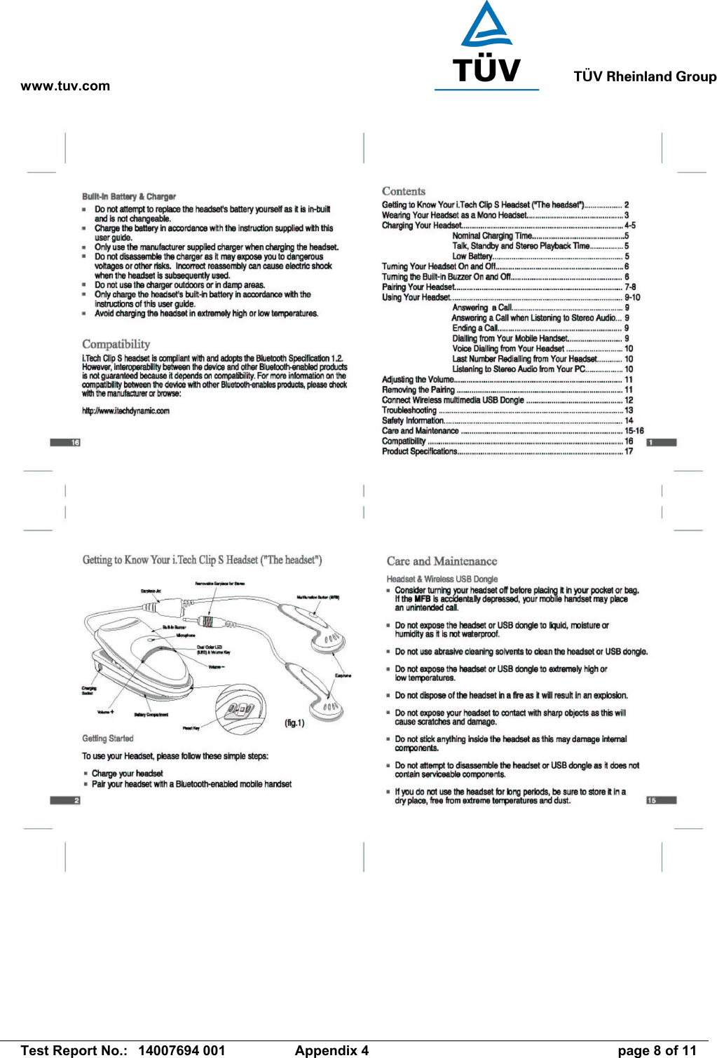 www.tuv.com   Test Report No.:  14007694 001  Appendix 4  page 8 of 11 