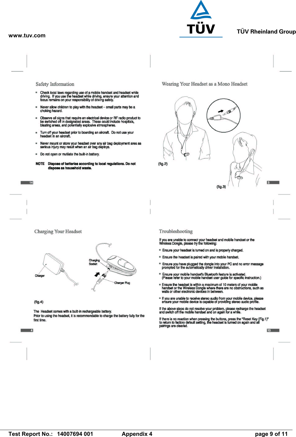 www.tuv.com   Test Report No.:  14007694 001  Appendix 4  page 9 of 11 