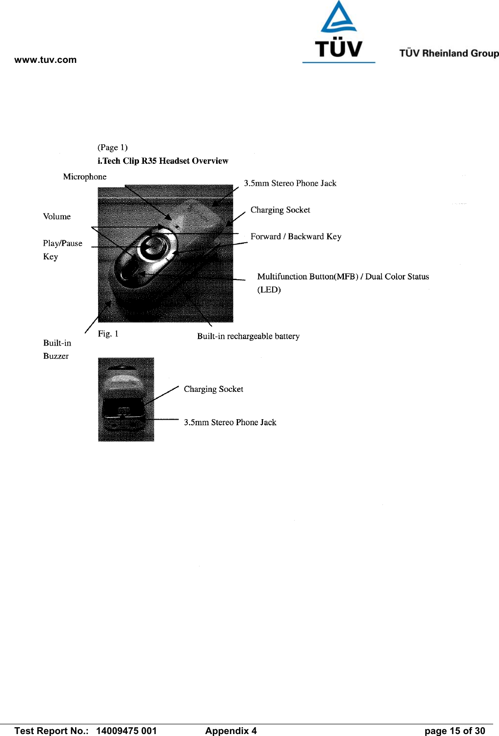 www.tuv.com   Test Report No.:  14009475 001  Appendix 4  page 15 of 30 