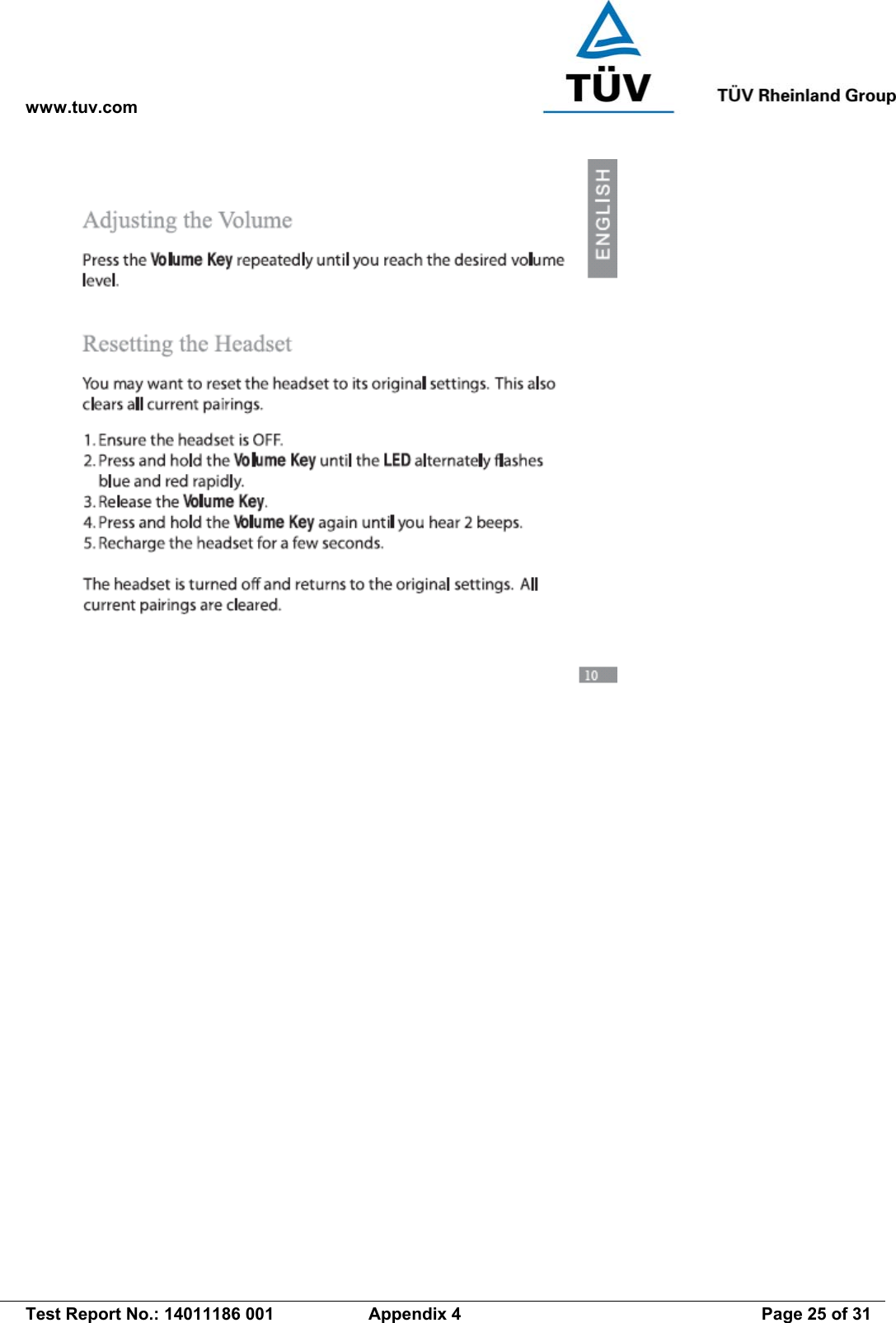 www.tuv.com   Test Report No.: 14011186 001  Appendix 4  Page 25 of 31  