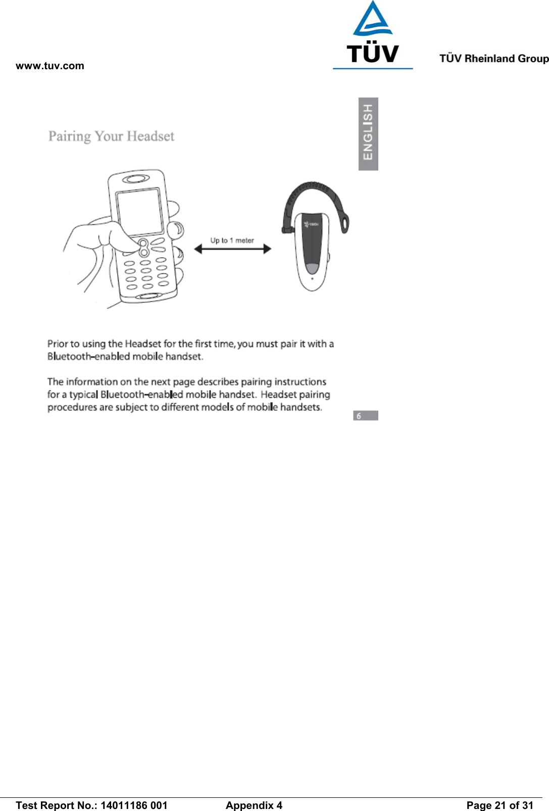 www.tuv.com   Test Report No.: 14011186 001  Appendix 4  Page 21 of 31  