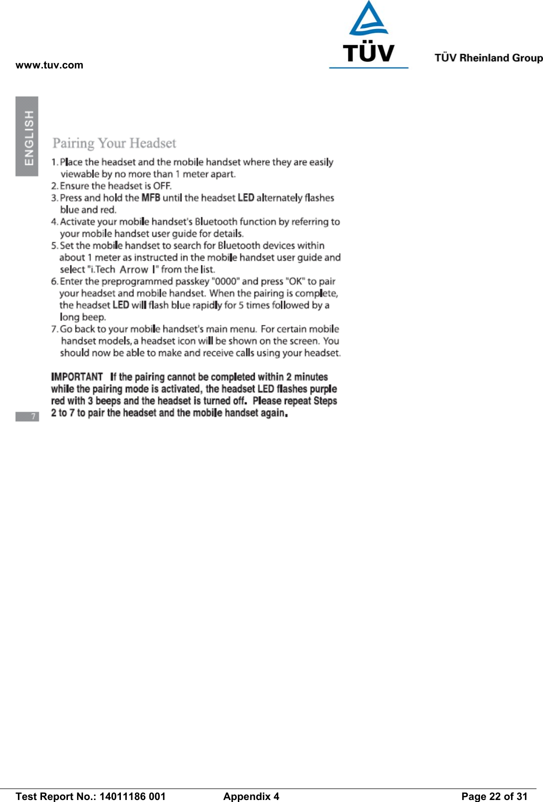 www.tuv.com   Test Report No.: 14011186 001  Appendix 4  Page 22 of 31  