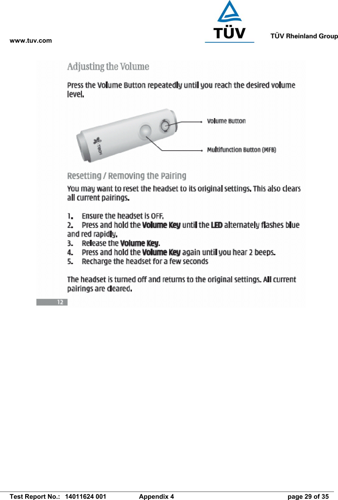 www.tuv.com   Test Report No.:  14011624 001  Appendix 4  page 29 of 35  