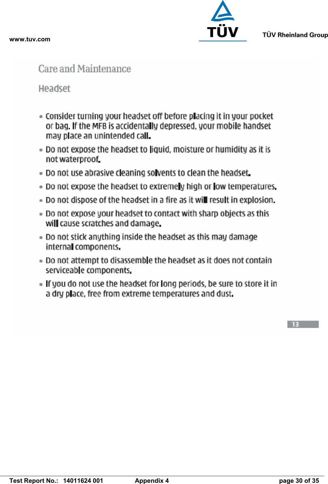 www.tuv.com   Test Report No.:  14011624 001  Appendix 4  page 30 of 35  