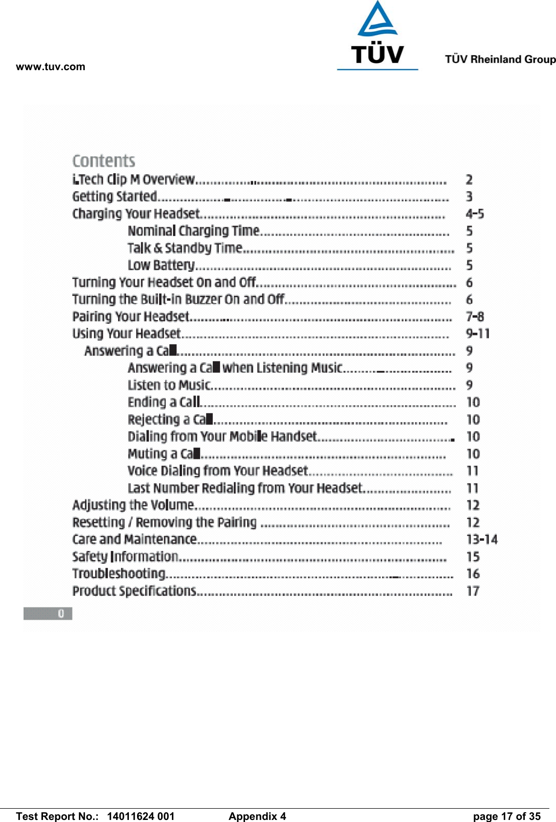 www.tuv.com   Test Report No.:  14011624 001  Appendix 4  page 17 of 35  