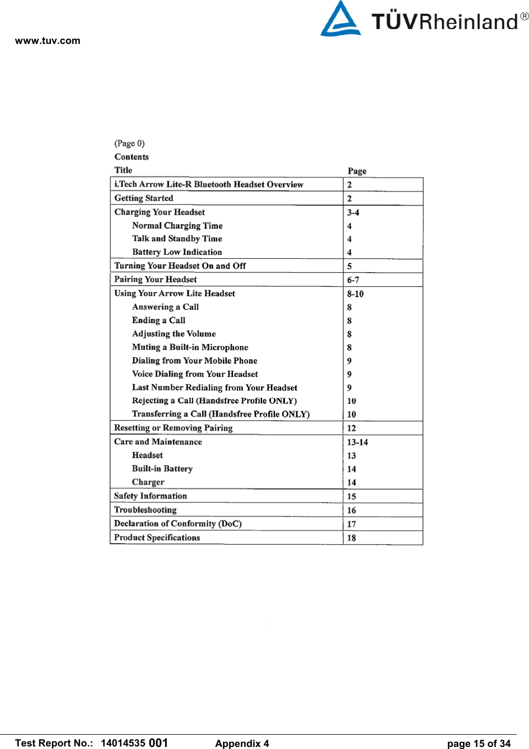 www.tuv.com   Test Report No.:  14014535 001  Appendix 4  page 15 of 34 