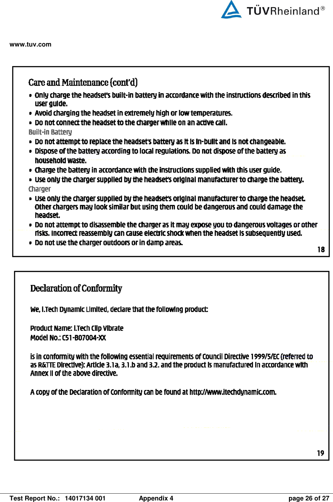 www.tuv.com   Test Report No.:  14017134 001  Appendix 4  page 26 of 27       