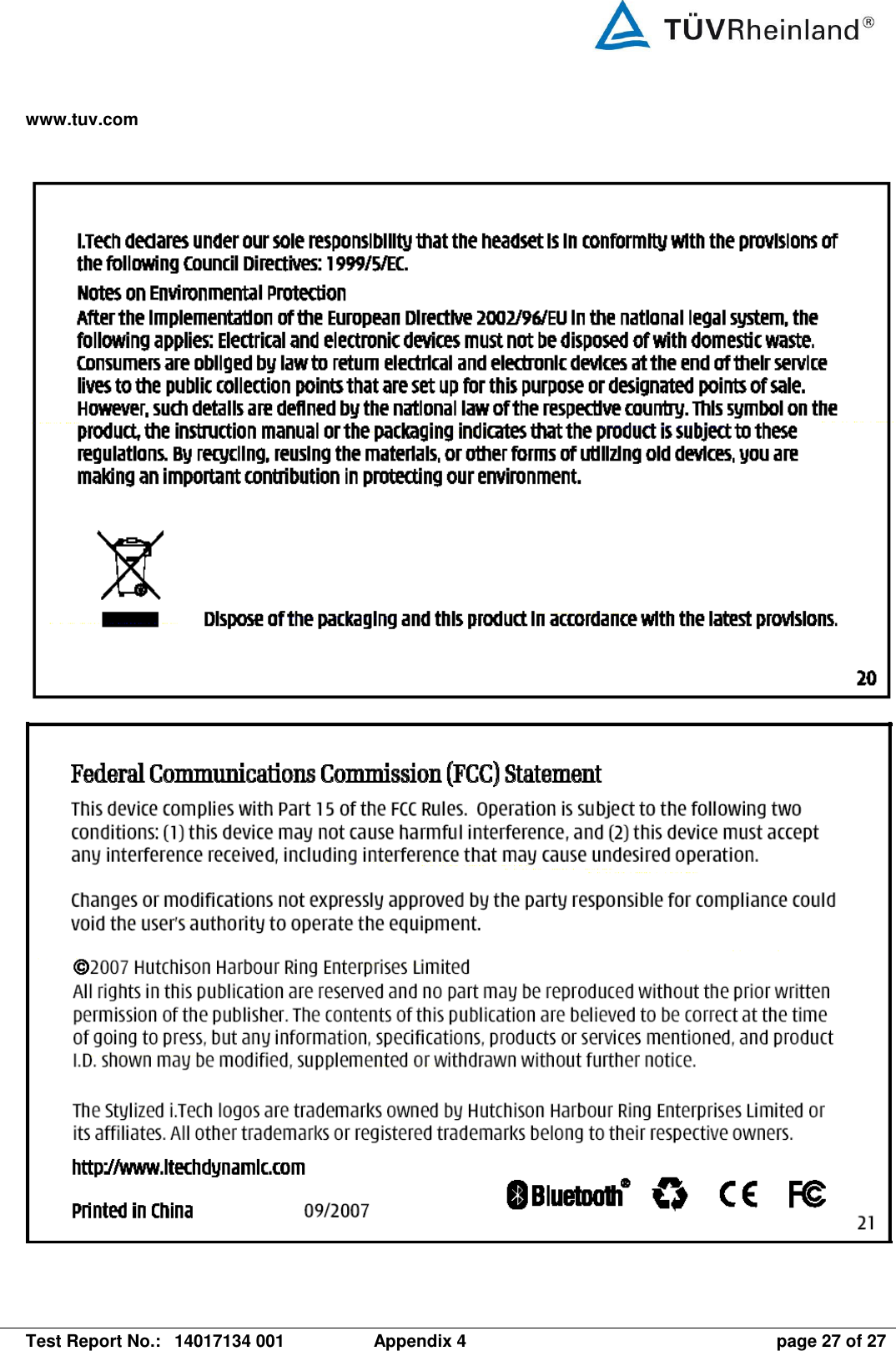 www.tuv.com   Test Report No.:  14017134 001  Appendix 4  page 27 of 27           