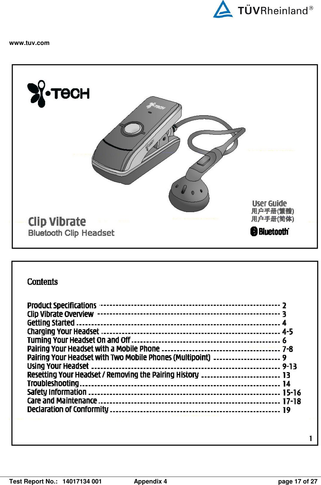 www.tuv.com   Test Report No.:  14017134 001  Appendix 4  page 17 of 27       