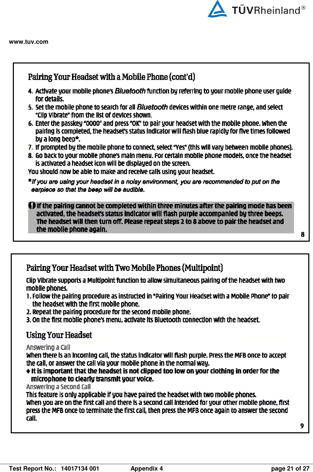 www.tuv.com   Test Report No.:  14017134 001  Appendix 4  page 21 of 27       